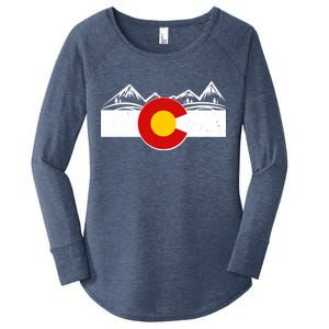 Colorado Wilderness Mountains Flag Women's Perfect Tri Tunic Long Sleeve Shirt