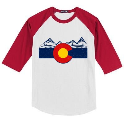 Colorado Wilderness Mountains Flag Kids Colorblock Raglan Jersey