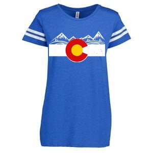 Colorado Wilderness Mountains Flag Enza Ladies Jersey Football T-Shirt