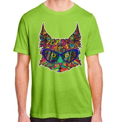 Colorfful Cat With Glasses Portrait Adult ChromaSoft Performance T-Shirt