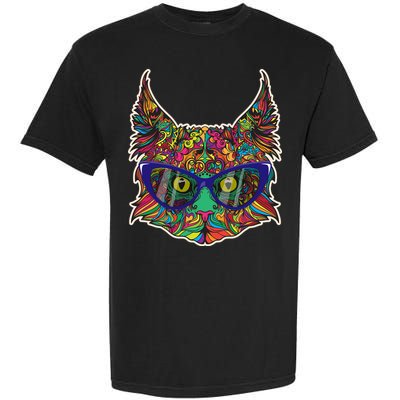 Colorfful Cat With Glasses Portrait Garment-Dyed Heavyweight T-Shirt