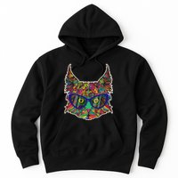 Colorfful Cat With Glasses Portrait Hoodie