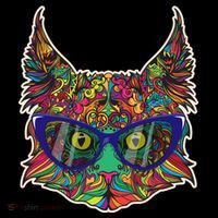 Colorfful Cat With Glasses Portrait Apron