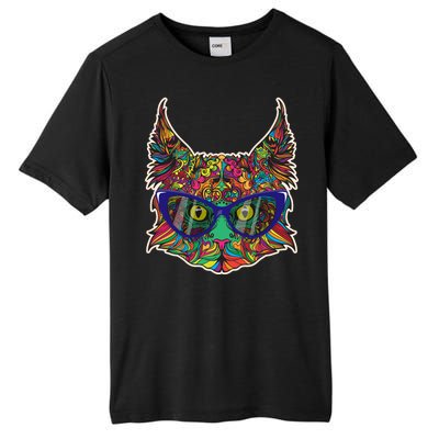 Colorfful Cat With Glasses Portrait Tall Fusion ChromaSoft Performance T-Shirt