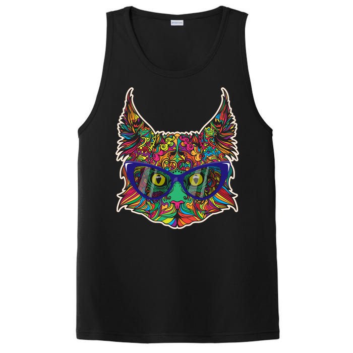 Colorfful Cat With Glasses Portrait PosiCharge Competitor Tank