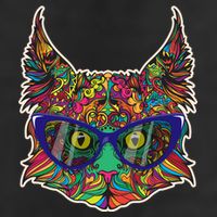 Colorfful Cat With Glasses Portrait Golf Towel