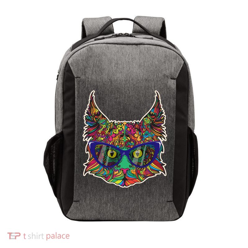 Colorfful Cat With Glasses Portrait Vector Backpack