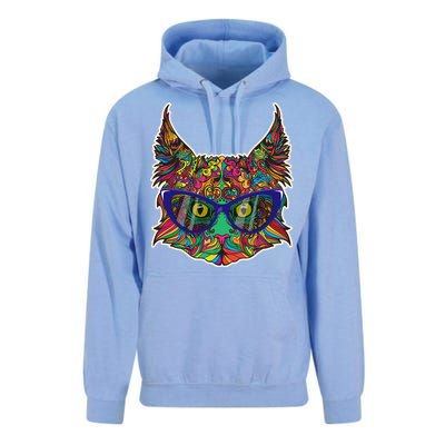 Colorfful Cat With Glasses Portrait Unisex Surf Hoodie