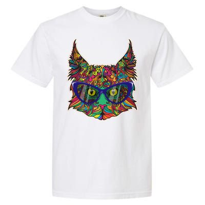 Colorfful Cat With Glasses Portrait Garment-Dyed Heavyweight T-Shirt