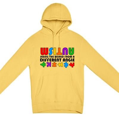 Colorful - Autism Awareness - Seeing The World From A Different Angle Premium Pullover Hoodie