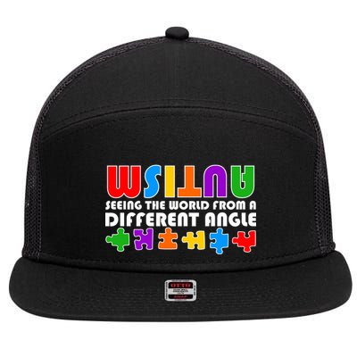 Colorful - Autism Awareness - Seeing The World From A Different Angle 7 Panel Mesh Trucker Snapback Hat