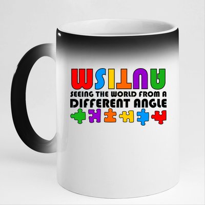 Colorful - Autism Awareness - Seeing The World From A Different Angle 11oz Black Color Changing Mug