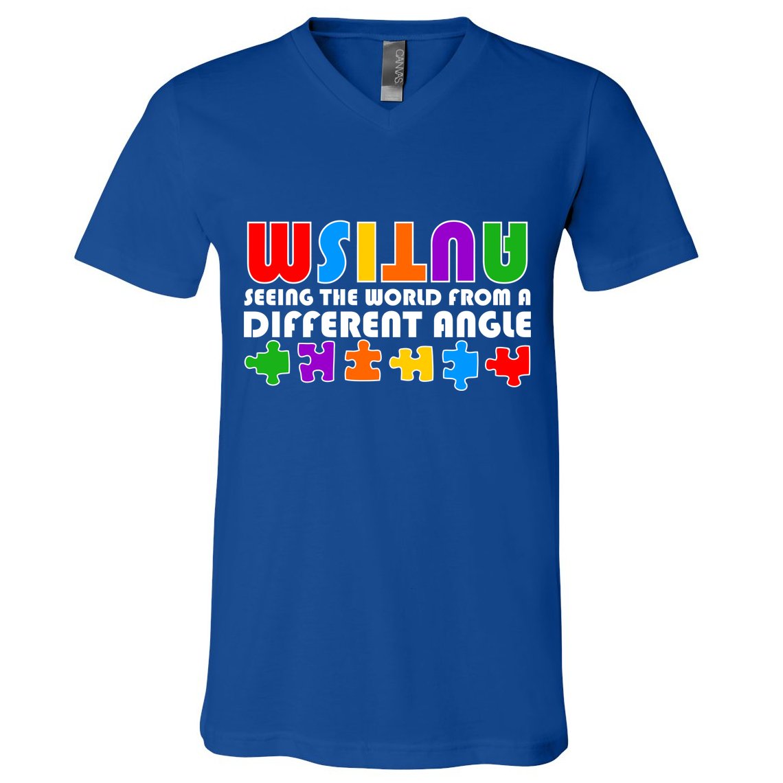 Colorful - Autism Awareness - Seeing The World From A Different Angle V-Neck T-Shirt