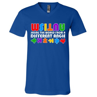 Colorful - Autism Awareness - Seeing The World From A Different Angle V-Neck T-Shirt