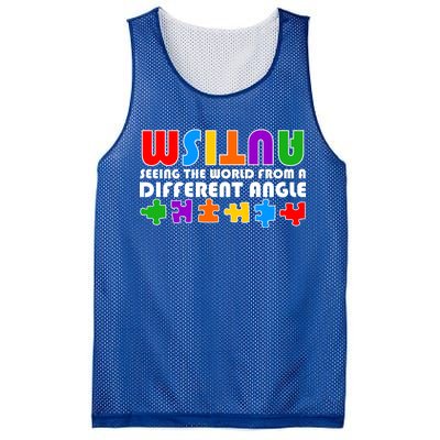 Colorful - Autism Awareness - Seeing The World From A Different Angle Mesh Reversible Basketball Jersey Tank