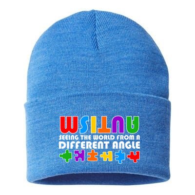 Colorful - Autism Awareness - Seeing The World From A Different Angle Sustainable Knit Beanie