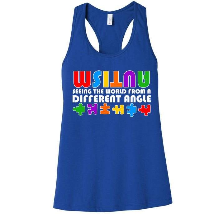 Colorful - Autism Awareness - Seeing The World From A Different Angle Women's Racerback Tank