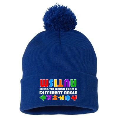 Colorful - Autism Awareness - Seeing The World From A Different Angle Pom Pom 12in Knit Beanie