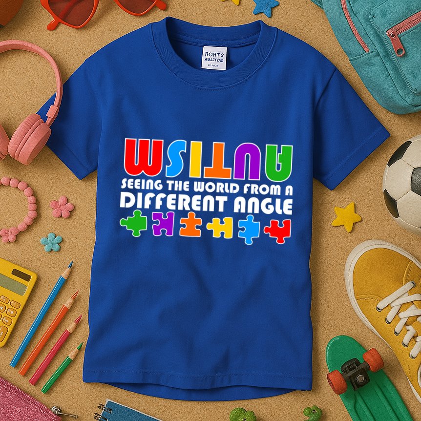 Colorful - Autism Awareness - Seeing The World From A Different Angle Kids T-Shirt