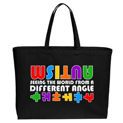 Colorful - Autism Awareness - Seeing The World From A Different Angle Cotton Canvas Jumbo Tote