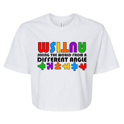 Colorful - Autism Awareness - Seeing The World From A Different Angle Bella+Canvas Jersey Crop Tee