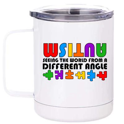 Colorful - Autism Awareness - Seeing The World From A Different Angle 12 oz Stainless Steel Tumbler Cup