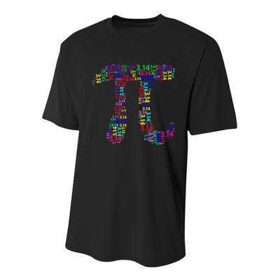 Colorful 3.14 Pi Day Mash-Up Youth Performance Sprint T-Shirt