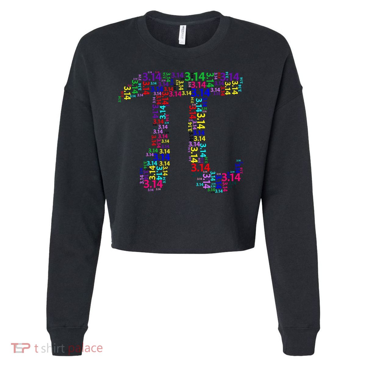 Colorful 3.14 Pi Day Mash-Up Cropped Pullover Crew