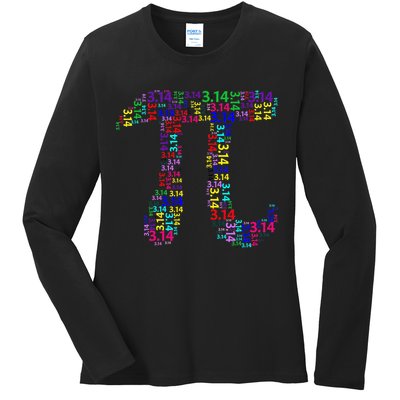 Colorful 3.14 Pi Day Mash-Up Ladies Long Sleeve Shirt