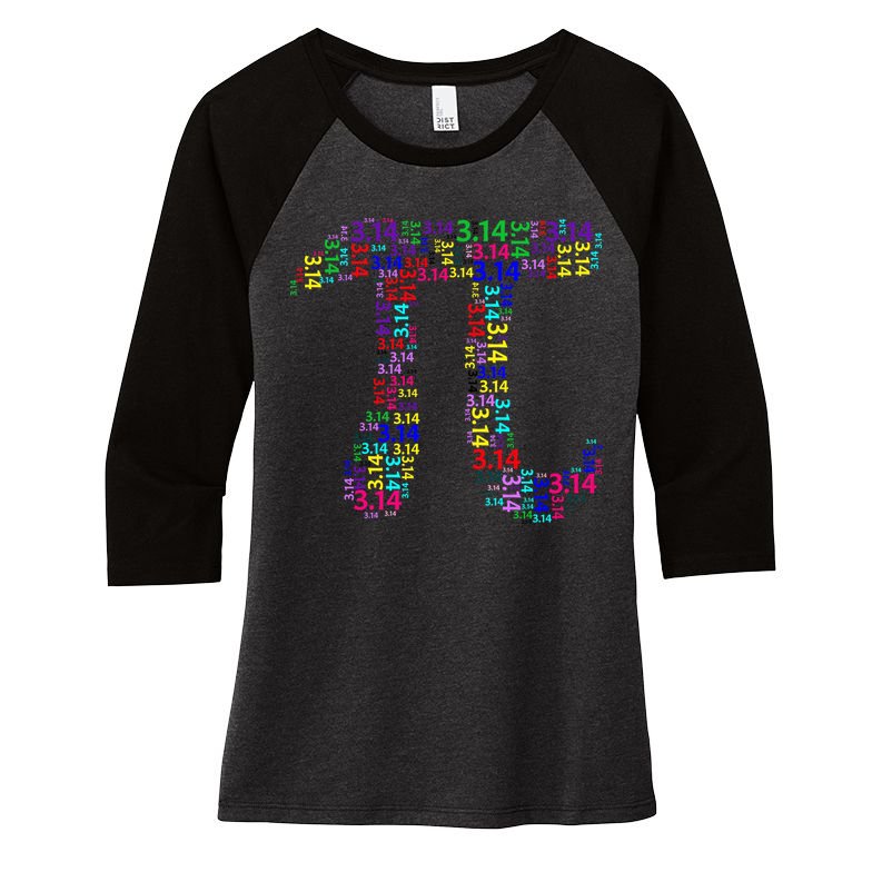 Colorful 3.14 Pi Day Mash-Up Women's Tri-Blend 3/4-Sleeve Raglan Shirt