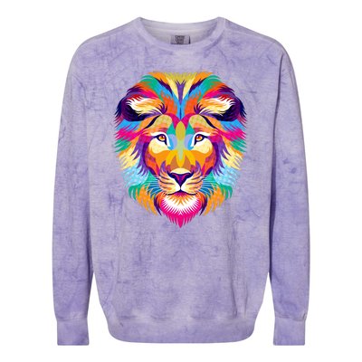 Colorful Abstract Lion Colorblast Crewneck Sweatshirt