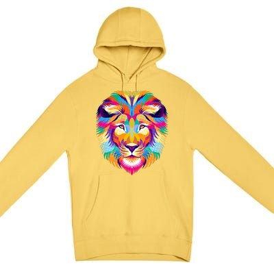 Colorful Abstract Lion Premium Pullover Hoodie