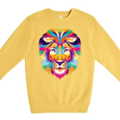 Colorful Abstract Lion Premium Crewneck Sweatshirt