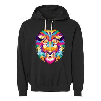 Colorful Abstract Lion Garment-Dyed Fleece Hoodie