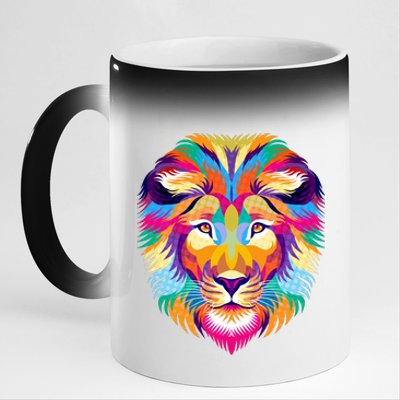 Colorful Abstract Lion 11oz Black Color Changing Mug