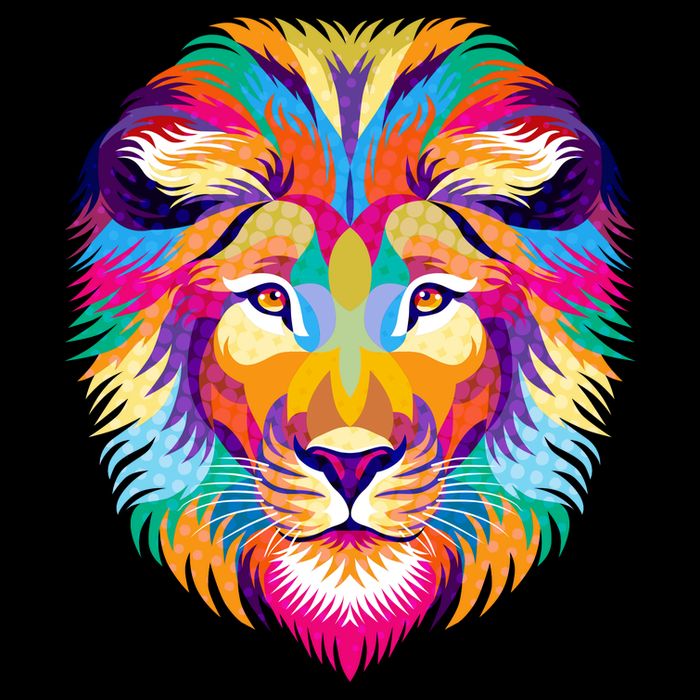 Colorful Abstract Lion Button