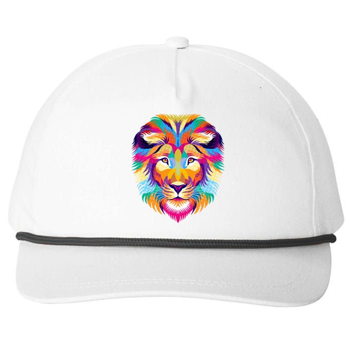 Colorful Abstract Lion Snapback Five-Panel Rope Hat