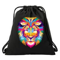 Colorful Abstract Lion Drawstring Bag