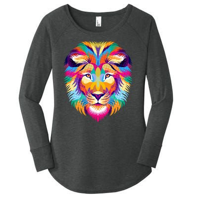 Colorful Abstract Lion Women's Perfect Tri Tunic Long Sleeve Shirt