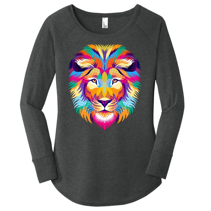 Colorful Abstract Lion Women's Perfect Tri Tunic Long Sleeve Shirt