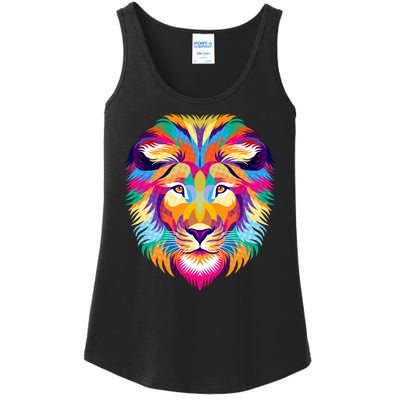 Colorful Abstract Lion Ladies Essential Tank