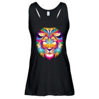 Colorful Abstract Lion Ladies Essential Flowy Tank