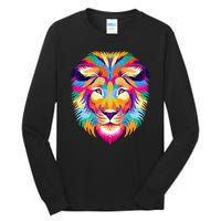 Colorful Abstract Lion Tall Long Sleeve T-Shirt