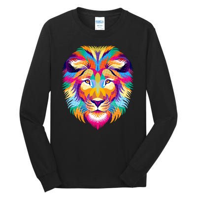 Colorful Abstract Lion Tall Long Sleeve T-Shirt