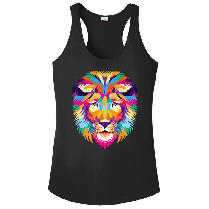 Colorful Abstract Lion Ladies PosiCharge Competitor Racerback Tank