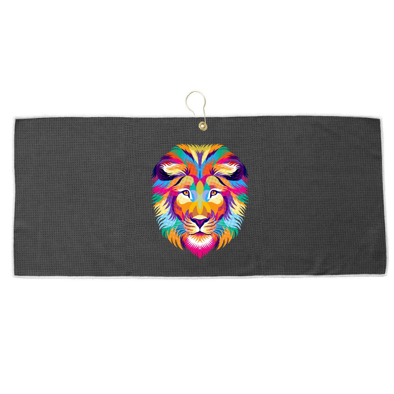 Colorful Abstract Lion Large Microfiber Waffle Golf Towel