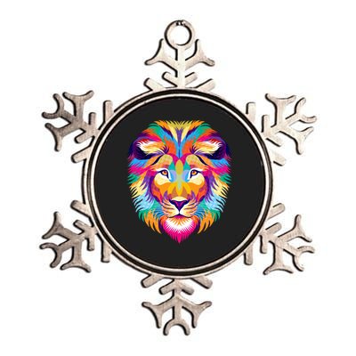 Colorful Abstract Lion Metallic Star Ornament