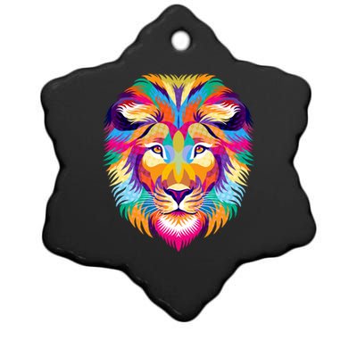 Colorful Abstract Lion Ceramic Star Ornament