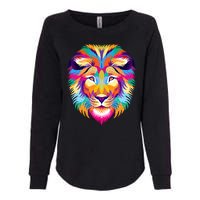 Colorful Abstract Lion Womens California Wash Sweatshirt