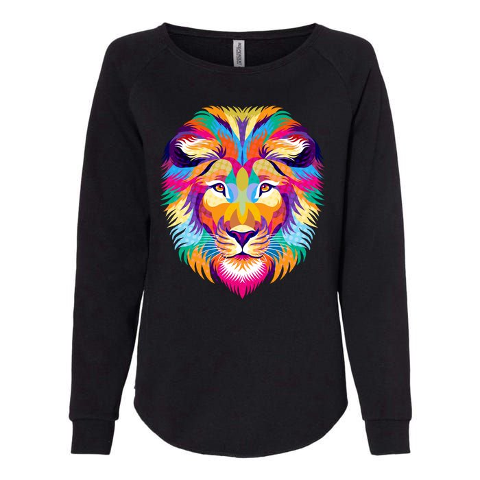 Colorful Abstract Lion Womens California Wash Sweatshirt